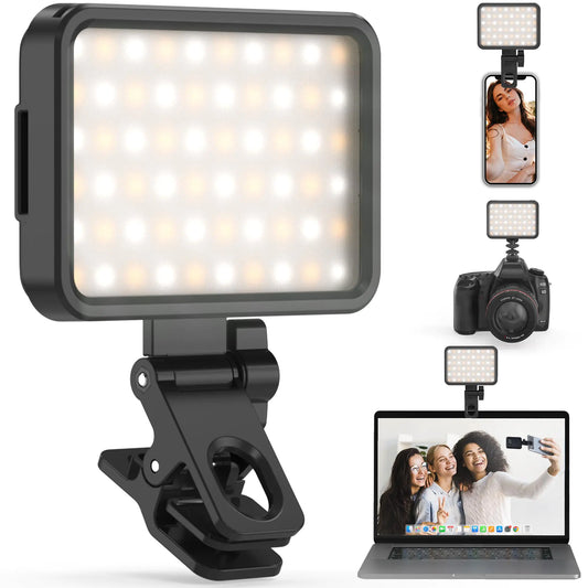 Selfie Light 84 LED Phone Light with Adjustable 3 Light Modes Rechargeable Phone Light Clip for iPad Camera Laptop Portable Ring Light for Selfie TikTok Live Streaming Makeup