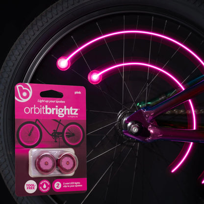 Brightz Orbit Brightz Burning Man Bike Spoke Lights Mini LED Spoke Lights for Bikes LED Spoke Lights Bicycle Spoke Light Up Bike Spokes Kids Bike Spoke Accessories Bike Wheel Lights Pink